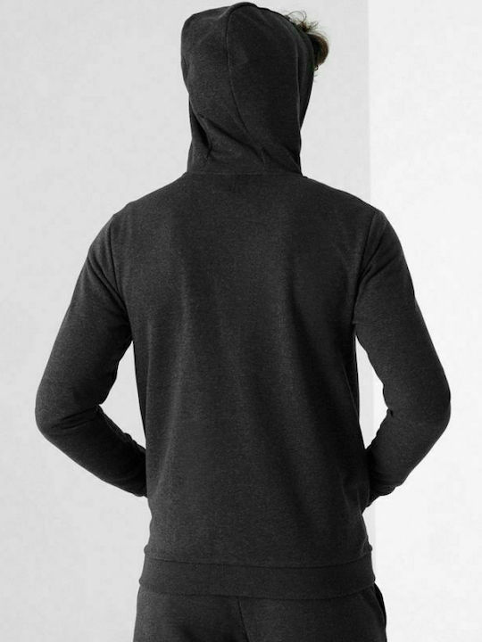 4F Men's Sweatshirt Jacket with Hood and Pockets Gray