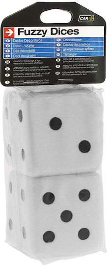 Car+ Fuzzy Dice Διακοσμητικά Ζάρια Αυτοκινήτου 7x7cm 2τμχ Λευκά