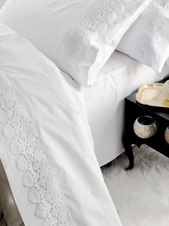 Rythmos Olivine Bridal Sheet Set Super Double 4pcs with Lace 230x260cm