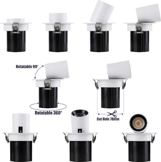 GloboStar Virgo-S Μονό LED Φυσικό Λευκό Σποτ σε Λευκό Χρώμα