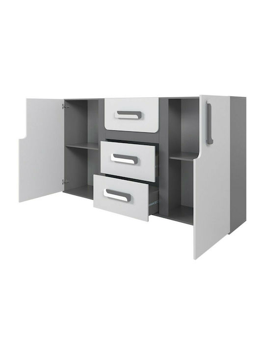 Kids Chest of Drawer Apetito White / Gray with 3 Drawer 128x40x85εκ.