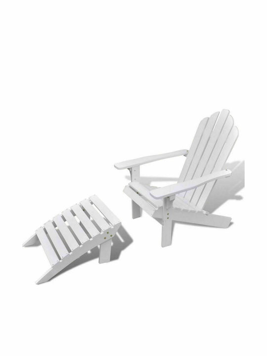 Deckchair Wooden White 70.5x96x92cm.