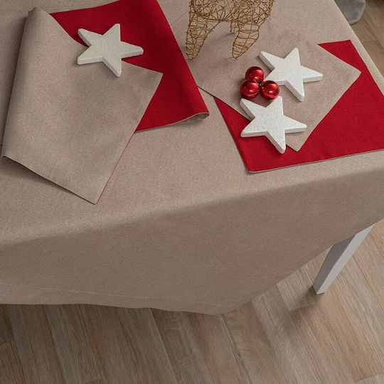 Palamaiki CD01 Christmas Tablecloth Fabric Beige L180xW140cm.