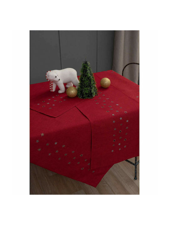 Palamaiki Weihnachts- Tischtuch Stoff Rot B140xL140cm. 1Stück