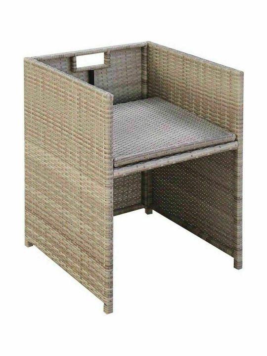 vidaXL Outdoor Chair Rattan Beige / Cream with Cushion 2 Pieces 52x56x85cm