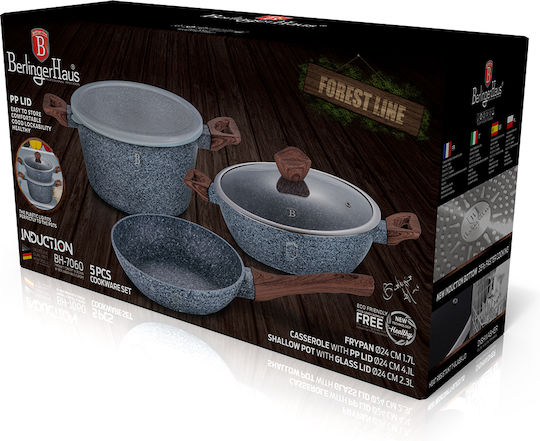 Berlinger Haus Forest Line Set De Vase De Gătit Din Aluminiu Original Maro Cu Acoperire Din Piatră 3 Piese