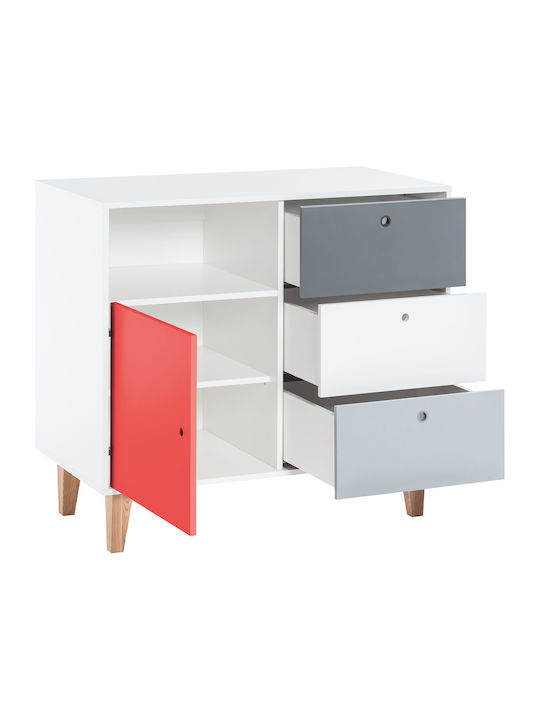 Kids Chest of Drawer Concept II Κόκκινο with 3 Drawer 103.2x55x96.3εκ.