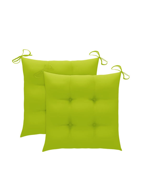 Scaun de exterior Lemn Natural - Verde strălucitor cu pernă 2buc 50x53x90cm