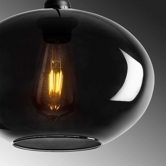 Opviq Smoked Adjustable Pendant Light Black with Socket E27 27x27x120cm