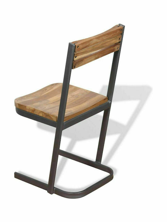 Wooden Outdoor Chair Καφέ - Γκρι 4pcs 33x39x75cm