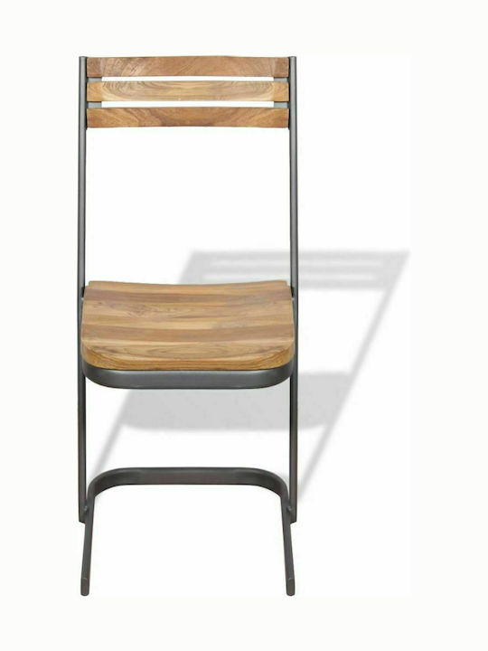 Wooden Outdoor Chair Καφέ - Γκρι 4pcs 33x39x75cm