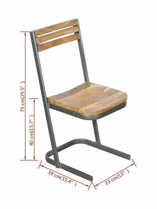Wooden Outdoor Chair Καφέ - Γκρι 4pcs 33x39x75cm