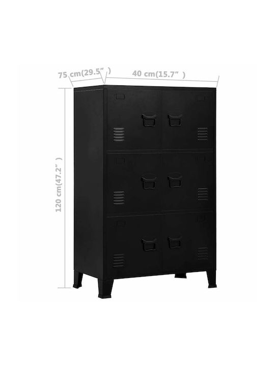 Cabinet de Birou Metalic Negru 75x40x120cm