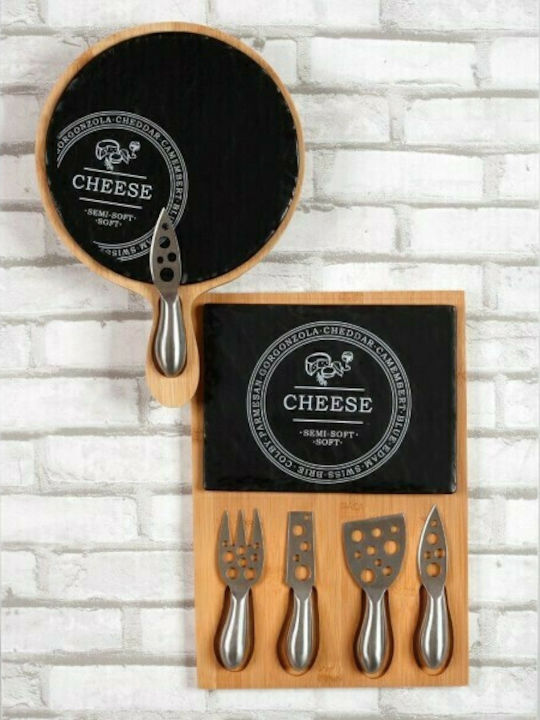 Cryspo Trio Wooden Cheese Serving Platter with Knives 35x17cm 3pcs