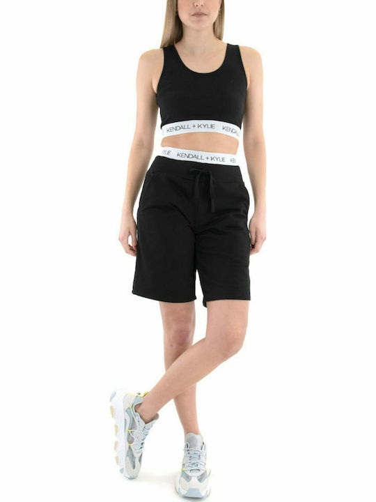 Women's Athletic Crop Top Sleeveless Black