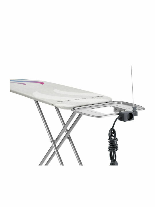 Vileda Reflect Plus M Bügelbrett für Dampfbügeleisen Zusammenklappbar mit Steckdose Gray 120x38cm