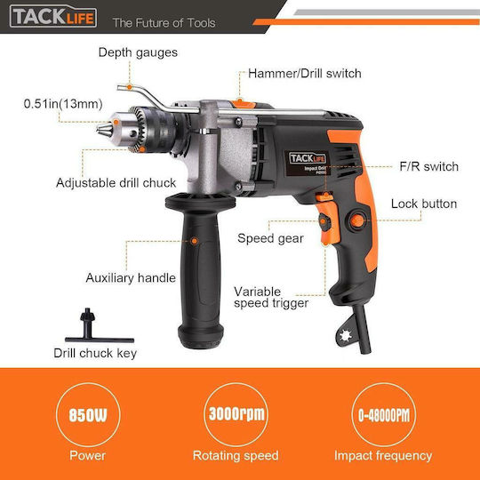 Tacklife PID03B Cu impact Burghiu 850W cu Carcasă