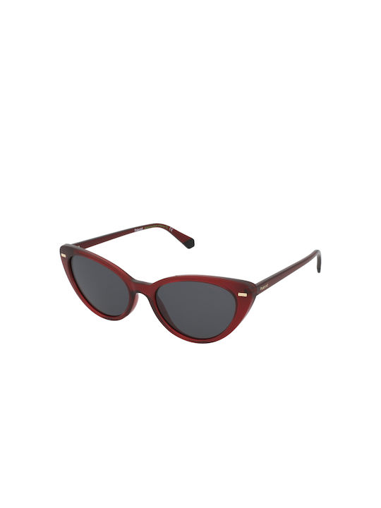 Polaroid Women's Sunglasses with Red Plastic Frame and Black Polarized Lens PLD4109S C9A/M9