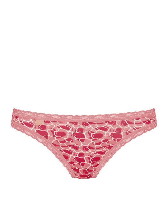 24/7 Weekend H Tanga Βαμβακερά Women's Slip 3Pack with Lace Ecru/Pink