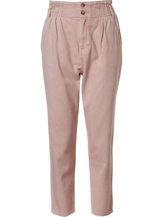 Ψηλόμεσο Γυναικείο Jean Παντελόνι σε Baggy Γραμμή Soft Pink