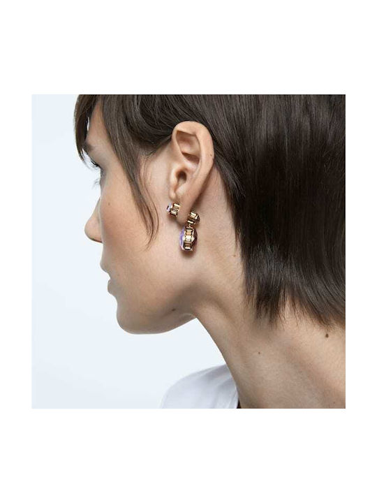 Swarovski Orbita Drop Cut Ohrringe Stecknadelverschluss aus Stahl Vergoldet mit Steinen Flieder