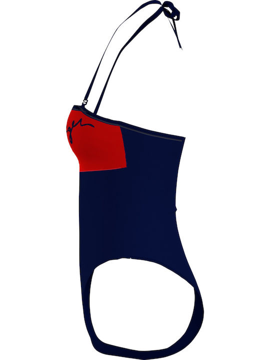 One Piece Swimsuit with Removable Padding Navy Blue