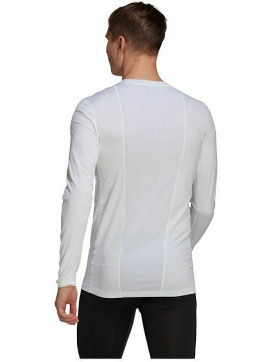 adidas TechFit Ανδρική Ισοθερμική Μακρυμάνικη Μπλούζα Compression Λευκή