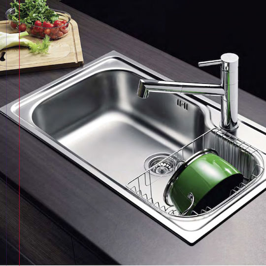 Pyramis Titan 1Β Ένθετος Νεροχύτης Inox Σαγρέ Μ86xΠ50cm Ασημί
