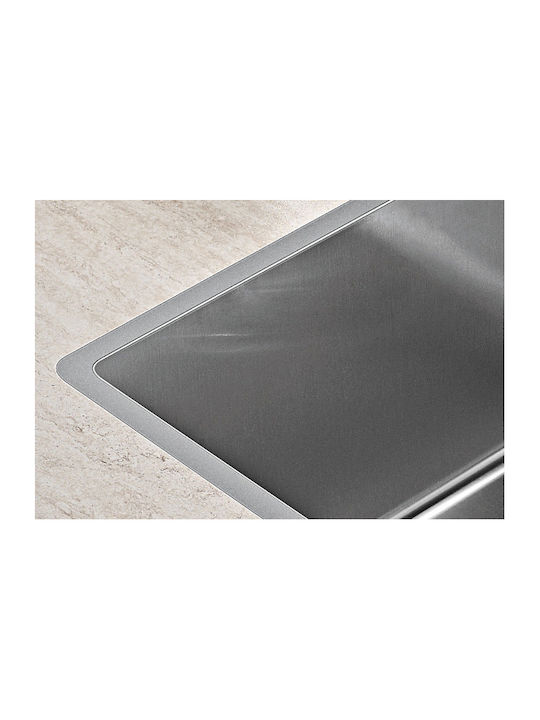 Pyramis Lume 1B Ισόπεδος Νεροχύτης Inox Σατινέ Μ34xΠ40cm Ασημί