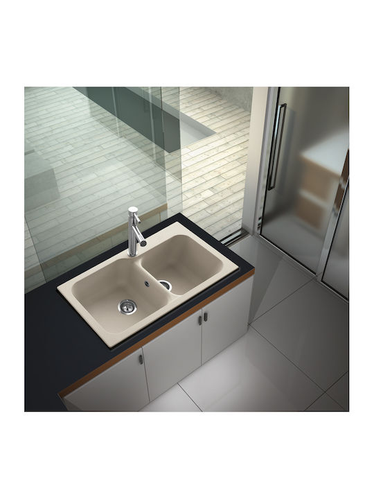 Duralit KZ200 KZ200-420 Drop-In Sink Left Synthetic Granite W83xD50cm Negro Grafito