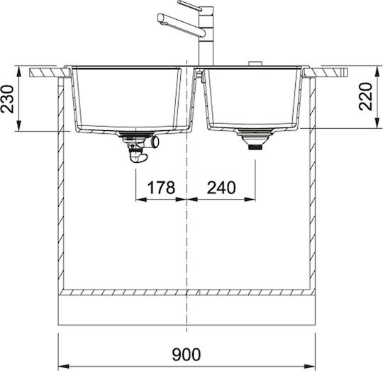 Franke Urban Ubg 620-86 Ένθετος Αριστερός από Συνθετικό Γρανίτη Μ86xΠ50cm
