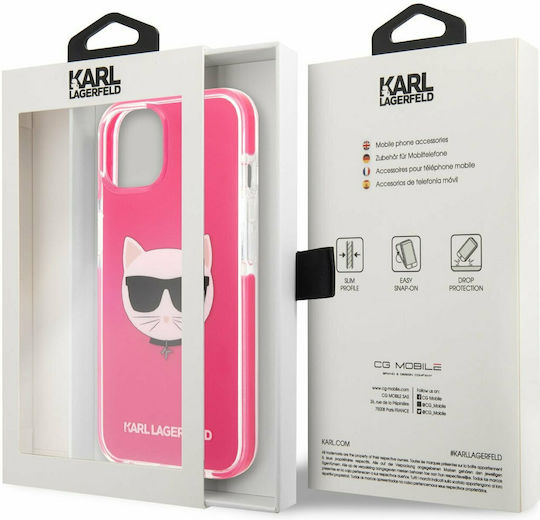 Karl Lagerfeld Choupette Head Back Cover Σιλικόνης / Πλαστικό Φούξια (iPhone 13)