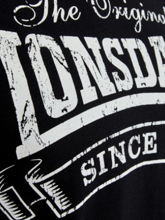 Lonsdale Martock Bărbați T-shirt Sportiv cu Mânecă Scurtă Negru