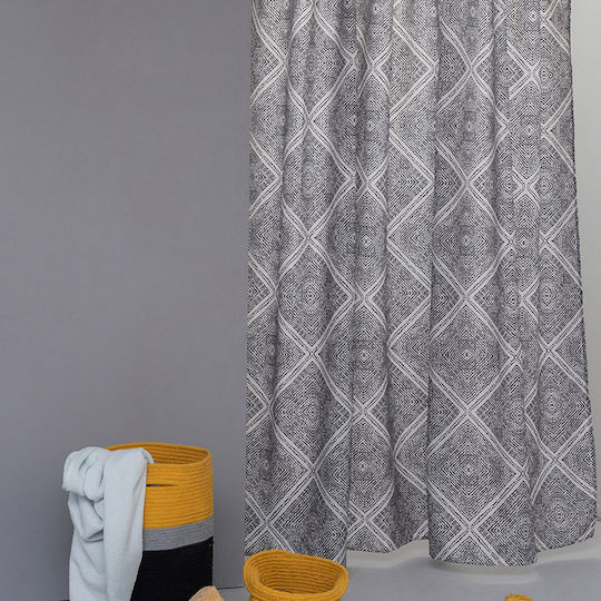 Palamaiki Tiles Κουρτίνα Μπάνιου Υφασμάτινη 180x200 cm Γκρι Palamaiki Tiles Κουρτίνα Μπάνιου Υφασμάτινη 180x200 cm Γκρι