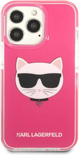 Karl Lagerfeld Choupette Head Back Cover Plastic / Silicon Fuchsia (iPhone 13 Pro)