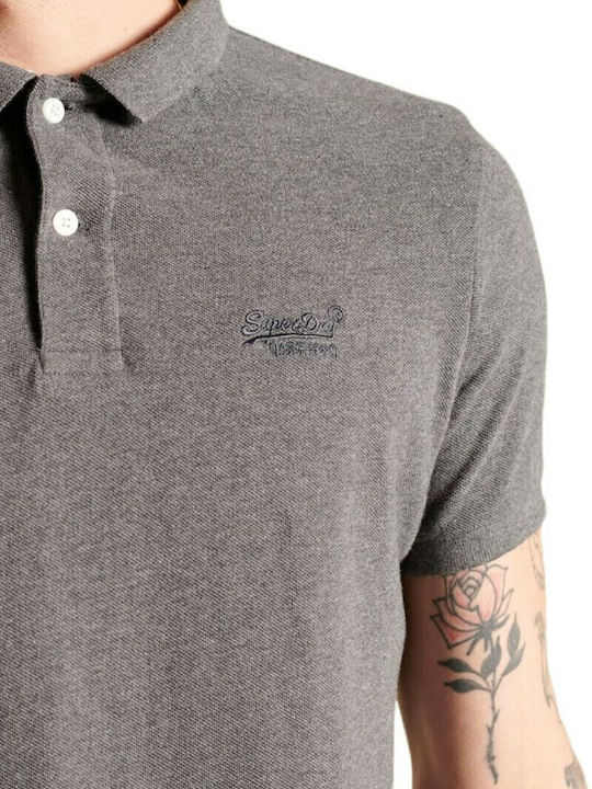 Polo Herrenbluse Kurzarm Dunkelgrau