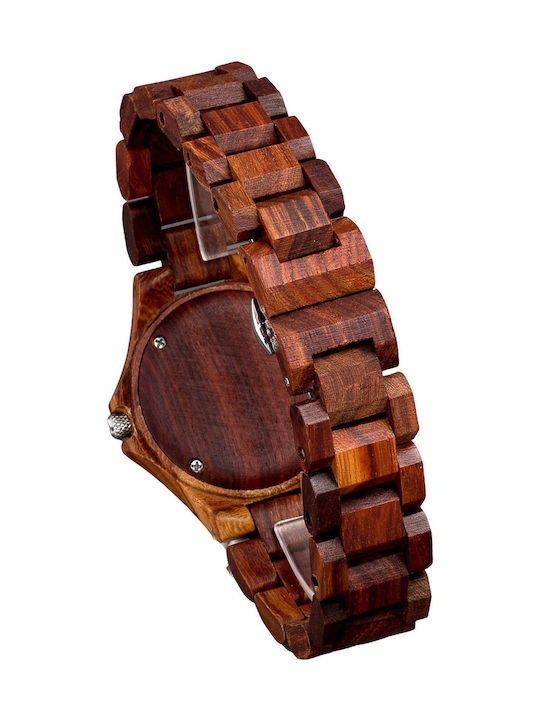Bewell Gemini Watch with Brown Wooden Bracelet