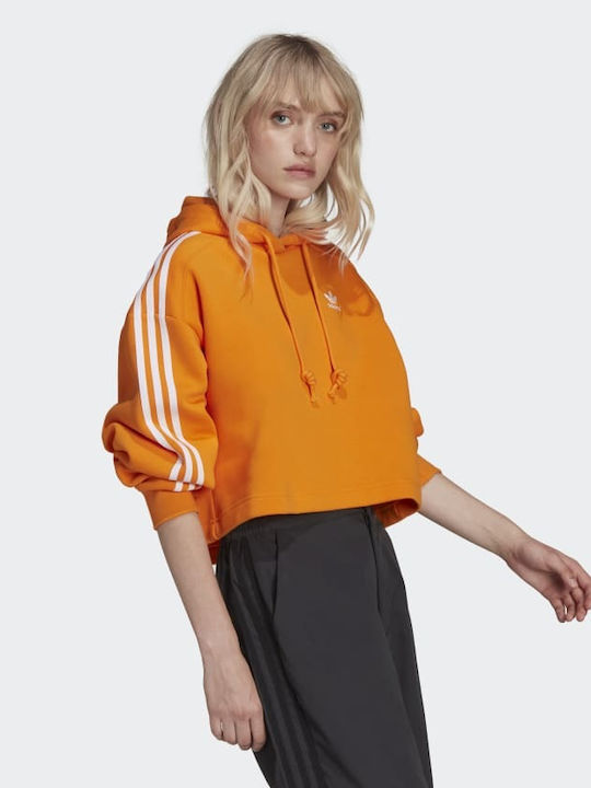 Adicolour Classics Cropped Γυναικείο Φούτερ με Κουκούλα Bright Orange