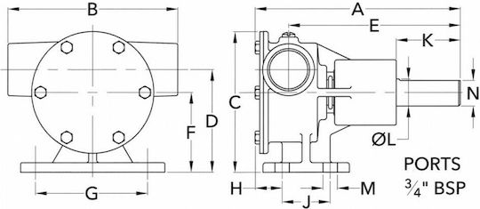Eval Αντλία Σεντίνας για Σκάφος Χειροκίνητη Impeller 50l/min