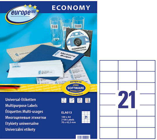Avery Economy 2100 Self-Adhesive Rectangular A4 Labels 71x42.3mm