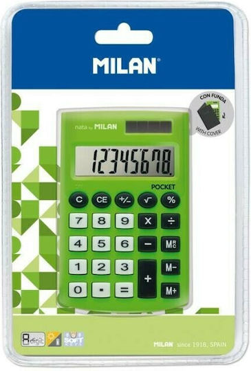Milan Αριθμομηχανή Τσέπης 8 Ψηφίων σε Πράσινο Χρώμα