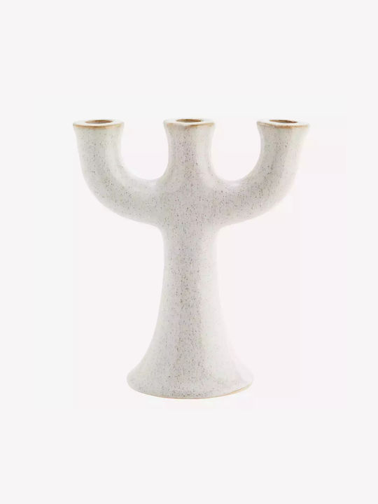 Madam Stoltz Candle Holder Ceramic White 18.5x10x21cm 1pcs