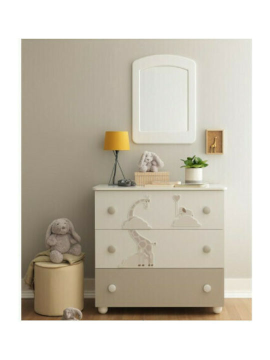 Savana Baby Dresser with 3 Drawers Bianco/Tortora 94x50x92cm