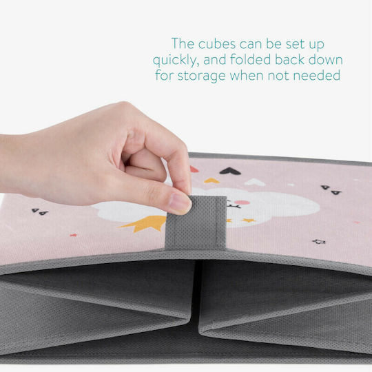 Navaris Children's Storage Box made of Fabric Animal Motif Pink 28x28x28cm 3pcs