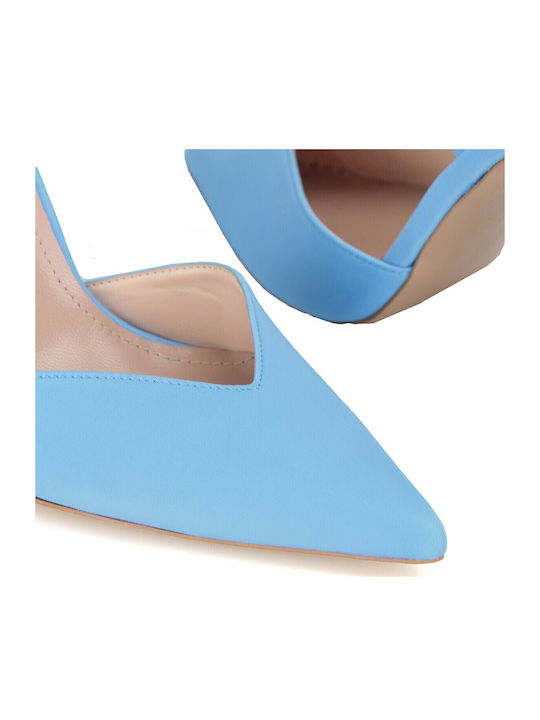 Leder Pumps mit Riemchen Hellblau