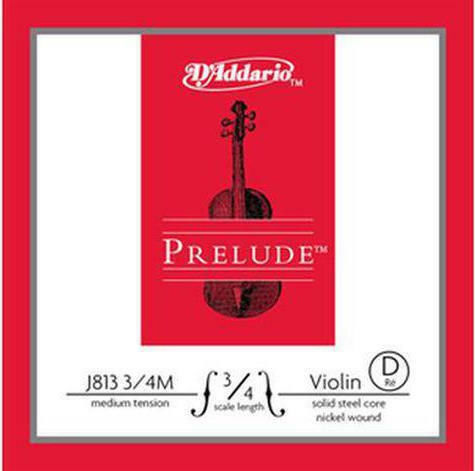 Daddario Single Steel String for Violin 3/4 / 1/4 Prelude Violin Singles 3/4 Medium D (Re)
