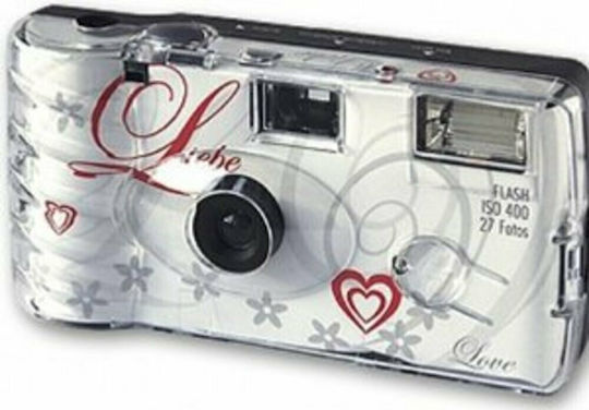 Happy Click Flash 400 Kamera Einmaliger Gebrauch Liebe Weiß