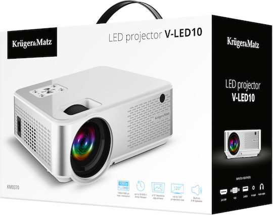 Kruger & Matz V-LED10 KM0370 Projector LCD HD LED Lamp with Built-in Speakers Gray