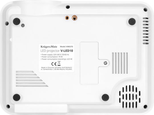 Kruger & Matz V-LED10 KM0370 Projector LCD HD LED Lamp with Built-in Speakers Gray