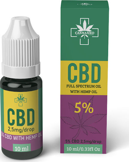 Cannamed Έλαιο Κάνναβης για Μείωση άγχους με 5% CBD 10ml